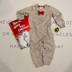 One piece sweater outfit with bow tie 12 months